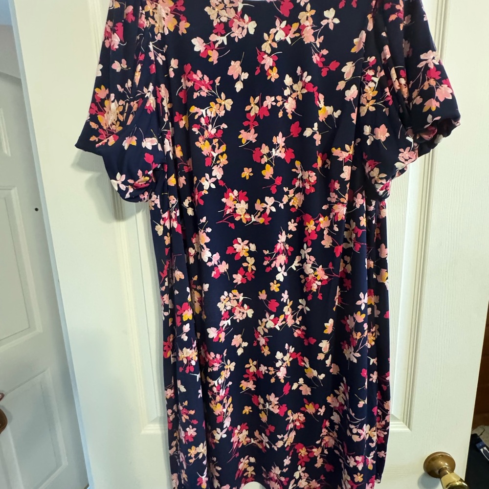 Jessica Howard Navy Floral Midi Dress with Pink and Cream Blooms